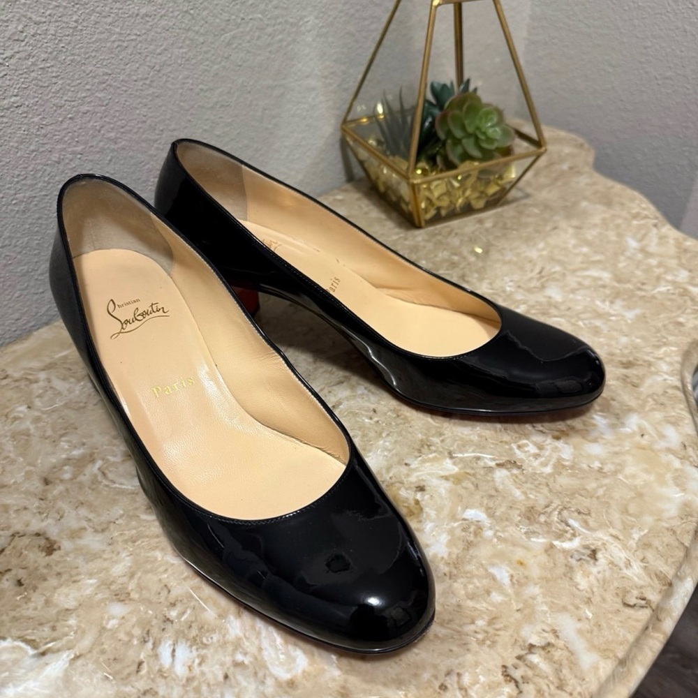 Christian Louboutin Black Patent Leather Miss Sab 55 size 39.5